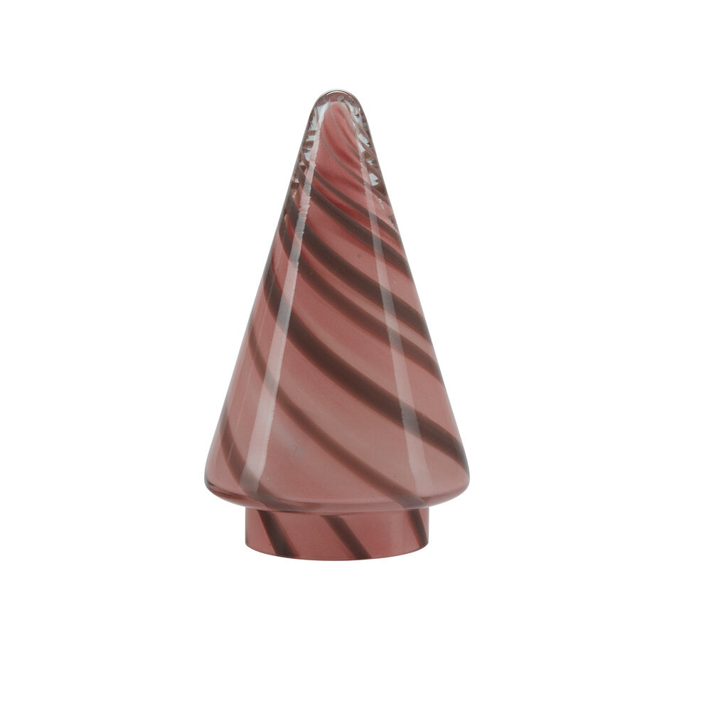 Juletræ med striber, rosa - H 15 cm.